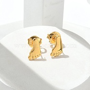 304 Stainless Steel Stud Earrings for Women, Golden, foot, 10x6mm(STAS-Z117-16G-03)