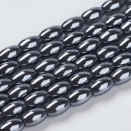 Non-Magnetic Synthetic Hematite Beads, Oval, Black, 12x6mm, Hole: 1.5mm, about 29pcs/strand(G-H1078-1)