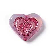 Czech Glass Beads, Heart, Flamingo, 13.5x16.5x4.5mm, Hole: 1mm(GLAA-I049-01A)
