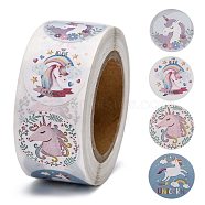 Self-Adhesive Paper Stickers, Gift Tag, for Party, Decorative Presents, Round, Colorful, Unicorn Pattern, 25mm, 500pcs/roll(DIY-K027-D07)