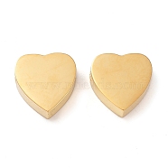 304 Stainless Steel Beads, Heart, Real 14K Gold Plated, 8x8x3.2mm, Hole: 2mm(STAS-L022-376G)