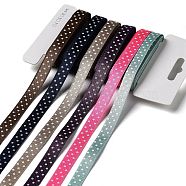 18 Yards 6 Colors Polyester Polka Dot Ribbon, for DIY Handmade Craft, Hair Bowknots and Gift Decoration, Rainbow Color Palette, Mixed Color, 3/8~1/2 inch(10~12mm), about 3 yards/color(SRIB-C001-B05)