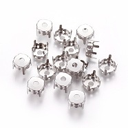 201 Stainless Steel Sew on Prong Settings, Rhinestone Claw Settings, Flat Round, Stainless Steel Color, 10.6x6.6mm, Tray: 10mm, fit for SS45 Diamond Shape Rhinestone(STAS-L229-03B)