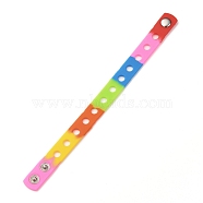 Unisex Silicone Cord Bracelets, with Platinum Plated Iron Findings, Colorful, 8-3/8 inch(21.3cm)(BJEW-M204-01G)
