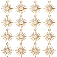 Brass Cubic Zirconia Charms, Flower Charm, Real 18K Gold Plated, 14.5x12.5x3mm, Hole: 1mm, 16pcs/box(KK-BBC0007-20)