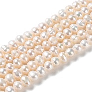 Natural Cultured Freshwater Pearl Beads Strands, Potato, Grade 3A, PapayaWhip, 3.5~5.5x4~4.5mm, Hole: 0.5mm, about 80pcs/strand, 13.86 inch(35.2cm)(PEAR-E018-43)