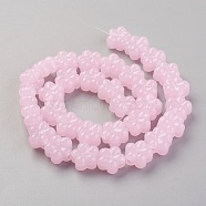 Handmade Lampwork Beads Strands, Plum Blossom, Pink, 13.5x8.5~9mm, Hole: 1.2mm, about 32pcs/strand, 16.53 inch(42cm)(LAMP-P051-F07)