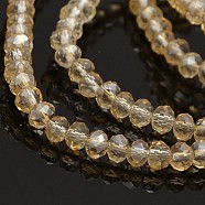 Pearl Luster Plated Faceted Rondelle Glass Beads Strands, PapayaWhip, 4x3mm, Hole: 1mm, about 120pcs/strand, 16 inch(GLAA-A024C-PL05)