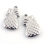 Tarnish Resistant 304 Stainless Steel Pineapple Pendants, Stainless Steel Color, 18x11x3mm, Hole: 1.5mm(STAS-Q192-33)