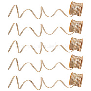 Burlap Ribbon, Hessian Ribbon, Jute Ribbon, for Craft Making, Flat, Tan, 1/4 inch(6.5mm), about 10.94 Yards(10m)/Roll(YS-TAC0009-03)