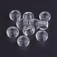 Glass European Beads, Large Hole Beads, Rondelle, Clear, 15x10mm, Hole: 5~6.4mm(GDA006-28)
