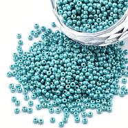11/0 Czech Opaque Glass Seed Beads, Lustered, Round, Turquoise, 2.2x1.5mm, Hole: 0.7mm, about 500g/bag(SEED-N004-003B-30)