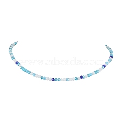 Electroplate Glass Beaded Necklaces, Blue, 15.94 inch(40.5cm)(NJEW-JN04853)