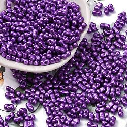 Baking Paint Glass Seed Beads, Metallic Colours, Peanut, Dark Violet, 6x3.5x3mm, Hole: 1mm, about 4500pcs/pound(SEED-L011-12A-04)