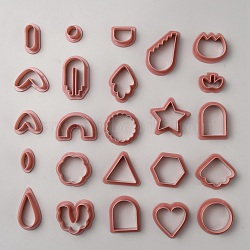 24pcs Plastic Molds, for Cookie Cutter, DIY Polymer Clay Cutting Tools, Indian Red, 23.5~52x17~47x15mm, 24pcs/set(AJEW-WH20002-05B)