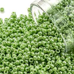TOHO Round Seed Beads, Japanese Seed Beads, (130L) Opaque Luster Light Green , 11/0, 2.2mm, Hole: 0.8mm, about 1103pcs/10g(X-SEED-TR11-0130L)