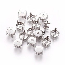 Non-Tarnish 201 Stainless Steel Sew on Prong Settings, Rhinestone Claw Settings, Flat Round, Stainless Steel Color, 10.6x6.6mm, Tray: 10mm, fit for SS45 Diamond Shape Rhinestone(STAS-L229-03B)