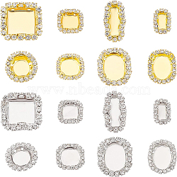 BENECREAT 32Pcs 16 Styles Brass Cabochon Settings, Multi-Strand Links,  with Clear Glass, Mixed Shape, Platinum & Golden, Tray: 9~16x5~13mm, 15.5~21.5x9.5~20x5.5~9.5mm, Hole: 0.9~1.5mm, 2pcs/style(KK-BC0008-28)