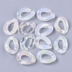 Transparent Acrylic Linking Rings, AB Color Plated, Imitation Gemstone Style, Quick Link Connectors, For Jewelry Curb Chains Making, Twist, Clear AB, 22.5x16.5x4.5mm, Inner Diameter: 6x12mm(PACR-R246-011B)