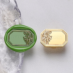 Geometric Leaf Frame Brass Stamp Heads, for Wax Seal Stamp, Wedding Invitations Making, Rectangle, 18x27.5x14mm, Hole: 7mm(AJEW-H149-03G-04)