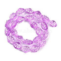 Handmade Lampwork Beads Strands, Shell Shapes, Lilac, 16~16.5x12~13x9~10mm, Hole: 1.2mm, about 25pcs/strand, 16.14''(41cm)(LAMP-I027-11D)