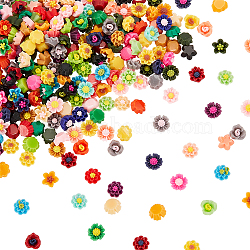 250Pcs 5 Styleds Opaque Resin Cabochons, Nail Art Decoration Accessories, Flower, Mixed Color, 5.5~6x3~4mm, 50pcs/style(MRMJ-OC0003-60)