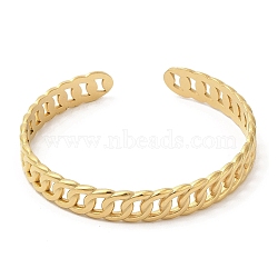 Ion Plating(IP) 304 Stainless Steel Bangles, Curb Chain Cuff Bangles, Jewelry for Women, Real 18K Gold Plated, Inner Diameter: 2 inch(5.2cm)(BJEW-L682-005G)