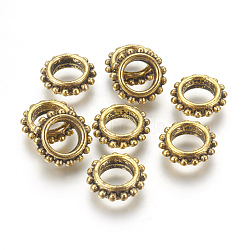 Tibetan Style Alloy Beads, Lead Free & Cadmium Free, Gear, Antique Golden, 13.5x4.5mm, Hole: 7mm(GLF9429Y)