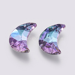 K9 Glass Rhinestone Pendants, Imitation Austrian Crystal, Faceted, Moon, Violet, 30x19.5~20x8~9mm, Hole: 1.6mm(GLAA-K034-G02)