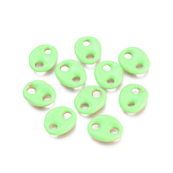 Brass Links Connectors, with Enamel, Long-Lasting Plated, Cadmium Free & Lead Free & Nickel Free, Coffee Bean/Oval, Golden, Pale Green, 12x10x2.5mm, Hole: 3mm(KK-I673-26A)