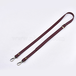 Imitation Leather Bag Handles, Length Adjustable Bag Strap Single Shoulder Belts, with Alloy and Iron Findings, Antique Bronze, FireBrick, 890~1090x14x3mm(FIND-T054-10D-AB)