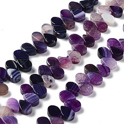 Natural Agate Beads Strands, Dyed & Heated, Top Drilled, Teardrop, Purple, 8x5x3mm, Hole: 0.8~1mm, about 52~55pcs/strand, 7.48~7.87 inch(19~20cm)(G-G021-04A-09)