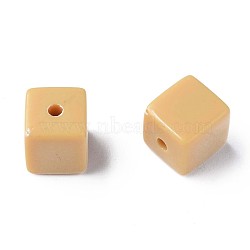 Opaque Acrylic Beads, Cube, BurlyWood, 10.5x9.5x9.5mm, Hole: 2mm, about 490pcs/500g(MACR-S373-148-A13)