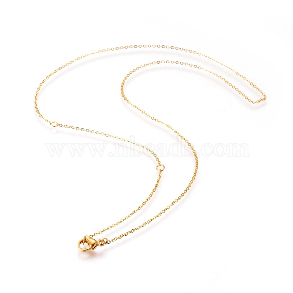 304 Stainless Steel Necklace Making Cable Chains With Lobster Clasps Golden 18 5 Inches 47cm 1mm Jump Ring 4x0 5mm