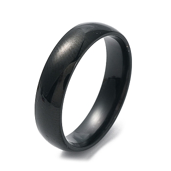 Ion Plating(IP) 304 Stainless Steel Flat Plain Band Rings, Black, Size 7, Inner Diameter: 17mm, 5mm