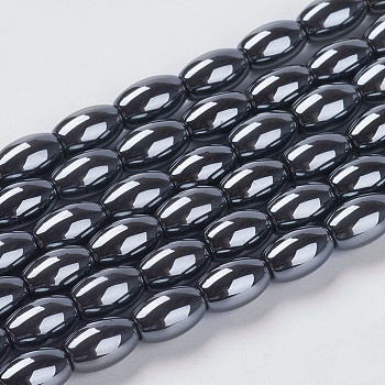 Non-Magnetic Synthetic Hematite Beads, Oval, Black, 12x6mm, Hole: 1.5mm, about 29pcs/strand