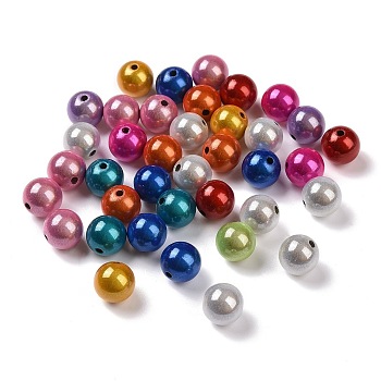 Spray Painted Acrylic Beads, Miracle Beads, Round, Bead in Bead, Mixed Color, 9.5x10x10mm, Hole: 1.8mm