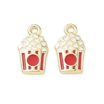 Alloy Enamel Pendants, Popcorn Charms, Long-Lasting Plated, Golden, 17x10x2mm, Hole: 1.8mm