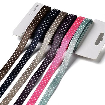 18 Yards 6 Colors Polyester Polka Dot Ribbon, for DIY Handmade Craft, Hair Bowknots and Gift Decoration, Rainbow Color Palette, Mixed Color, 3/8~1/2 inch(10~12mm), about 3 yards/color