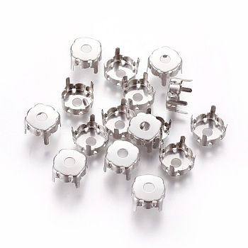 201 Stainless Steel Sew on Prong Settings, Rhinestone Claw Settings, Flat Round, Stainless Steel Color, 10.6x6.6mm, Tray: 10mm, fit for SS45 Diamond Shape Rhinestone