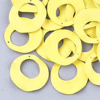 Spray Painted Iron Pendants, Ring, Yellow, 33x3mm, Hole: 1mm