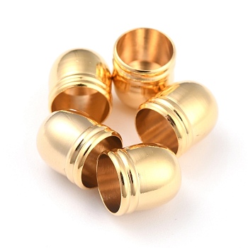 Brass Core End Caps, Long-Lasting Plated, Column, Real 24K Gold Plated, 8x8mm, Hole: 1.6mm, Inner Diameter: 6.5mm