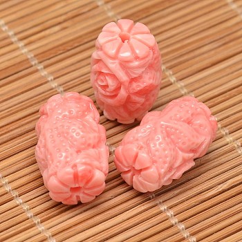 Dyed Carved Column Synthetic Coral Beads, Light Coral, 19x12mm, Hole: 2mm