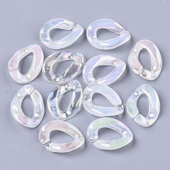 Transparent Acrylic Linking Rings, AB Color Plated, Imitation Gemstone Style, Quick Link Connectors, For Jewelry Curb Chains Making, Twist, Clear AB, 22.5x16.5x4.5mm, Inner Diameter: 6x12mm