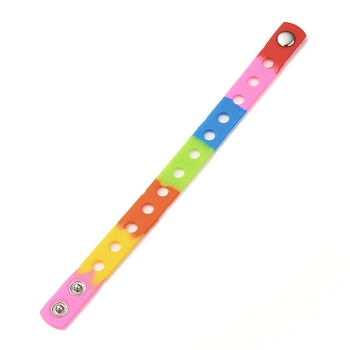Unisex Silicone Cord Bracelets, with Platinum Plated Iron Findings, Colorful, 8-3/8 inch(21.3cm)