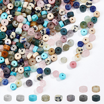 300pcs 10 Styles Natural Mixed Gemstone Beads, Heishi Beads, Disc, Mixed Dyed and Undyed, 4~4.5x2.5mm, Hole: 0.6~0.8mm, 30pcs/style