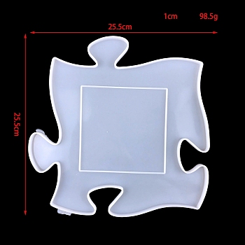 Photo Frame  Molds Food Grade Silicone Molds, for UV Resin, Epoxy Resin Jewelry Making, Puzzle Piece, White, 255x255x10mm