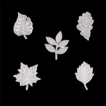Thanksgiving Day Theme DIY Leaf Coaster Silicone Molds, Resin Casting Molds, White, 120~139x80~119mm, 5pcs/set