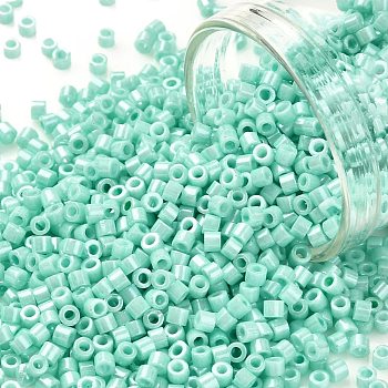 Cylinder Seed Beads, Opaque Colours Luster, Uniform Size, Aquamarine, 2x1.5mm, Hole: 0.8mm, about 888pcs/10g