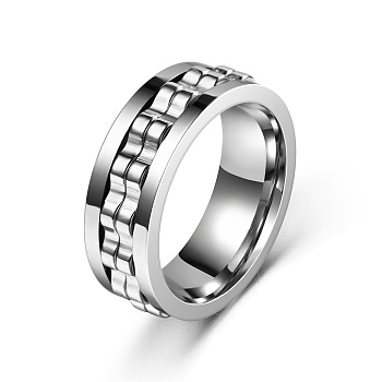 304 Stainless Steel Gear Rotatable Finger Rings, Fidget Spinner Ring for Calming Worry Meditation, Stainless Steel Color, US Size 12(21.4mm)